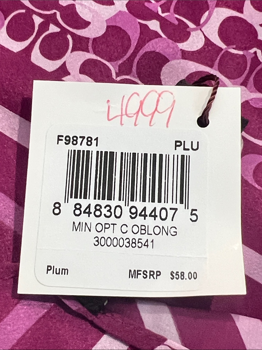 NWT COACH Pink Logo-Print Silk Scarf with Striped Border. 100% silk - Picture 2 of 7